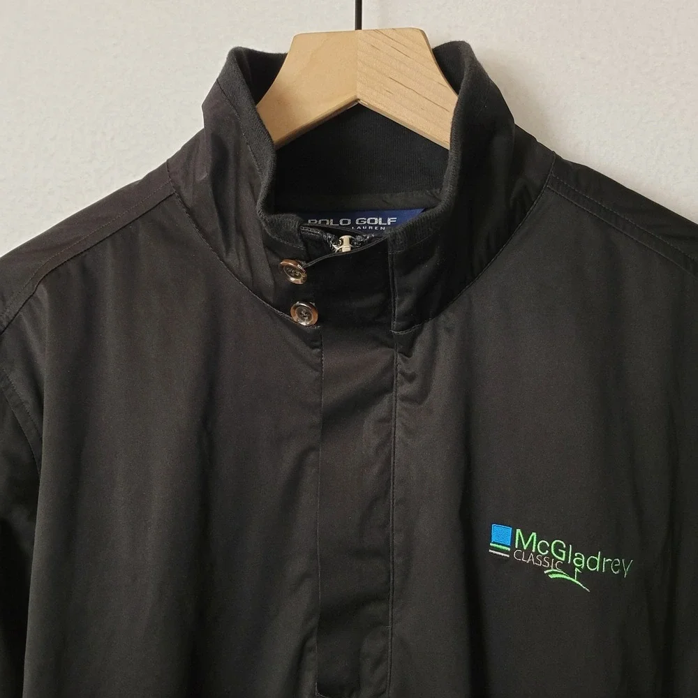 Polo Golf Ralph Lauren Pullover Jacket Men L Black McGladrey Classic Windbreaker